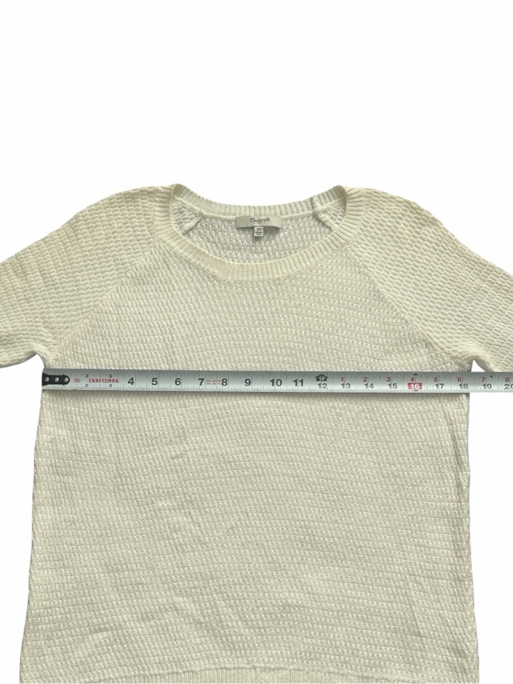 Madewell XS Ivory Textured Knit Sweater Cotton Blend Crewneck Pullover - Picture 3 of 13